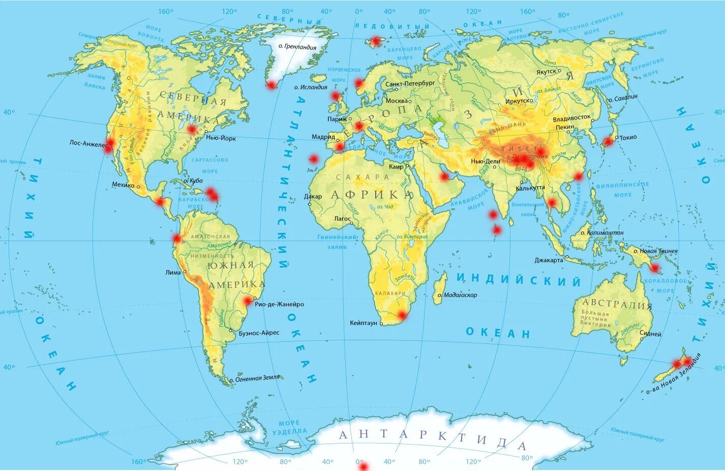 Карта океанов мира фото Карта мира морей фото YugNash.ru
