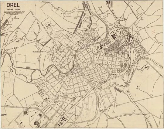 Карта орла фото Немецкая карта г. Орла 1:10K% German map of Oryol