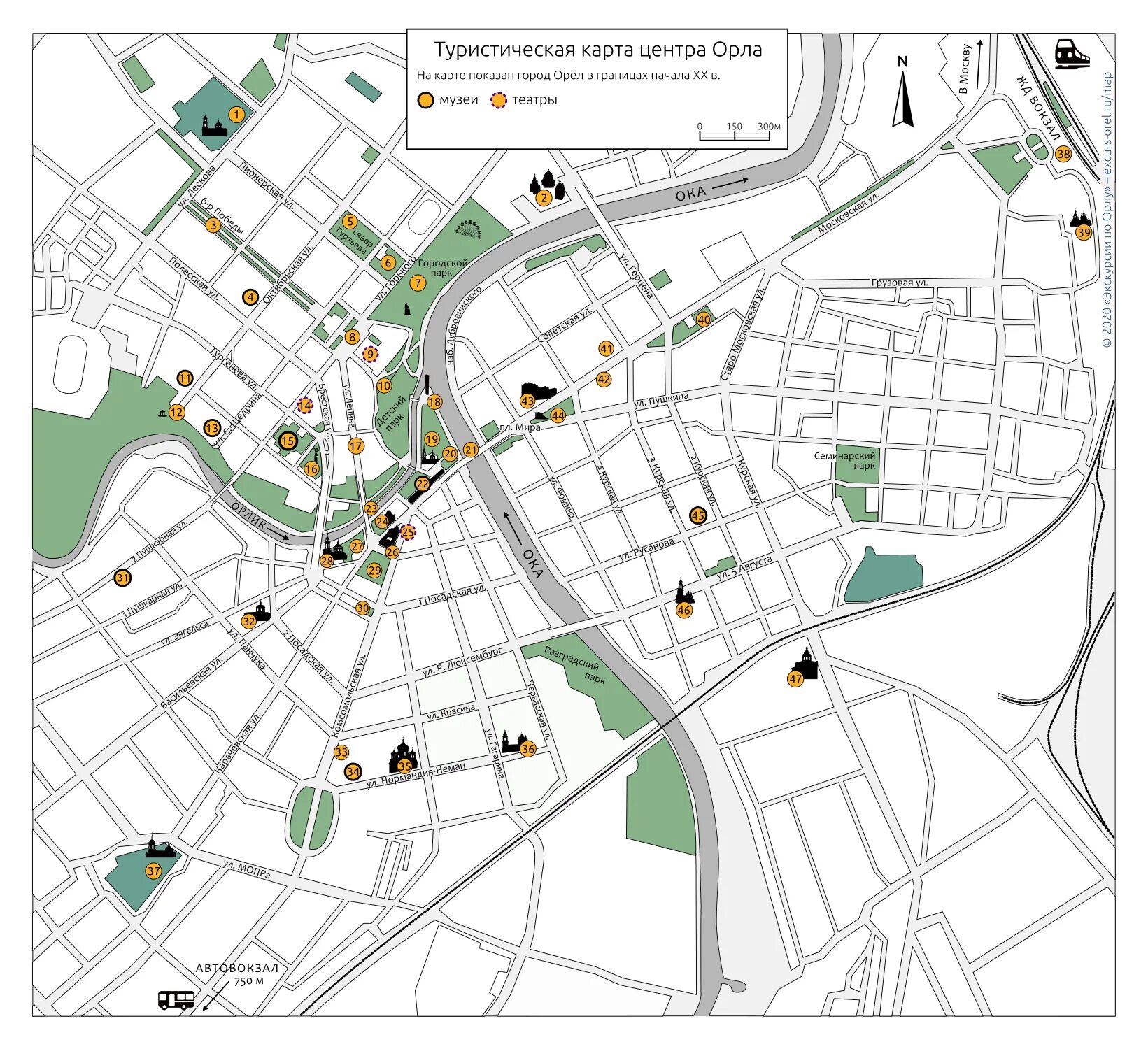Карта орла фото Карта Орла с достопримечательностями - Экскурсии по Орлу