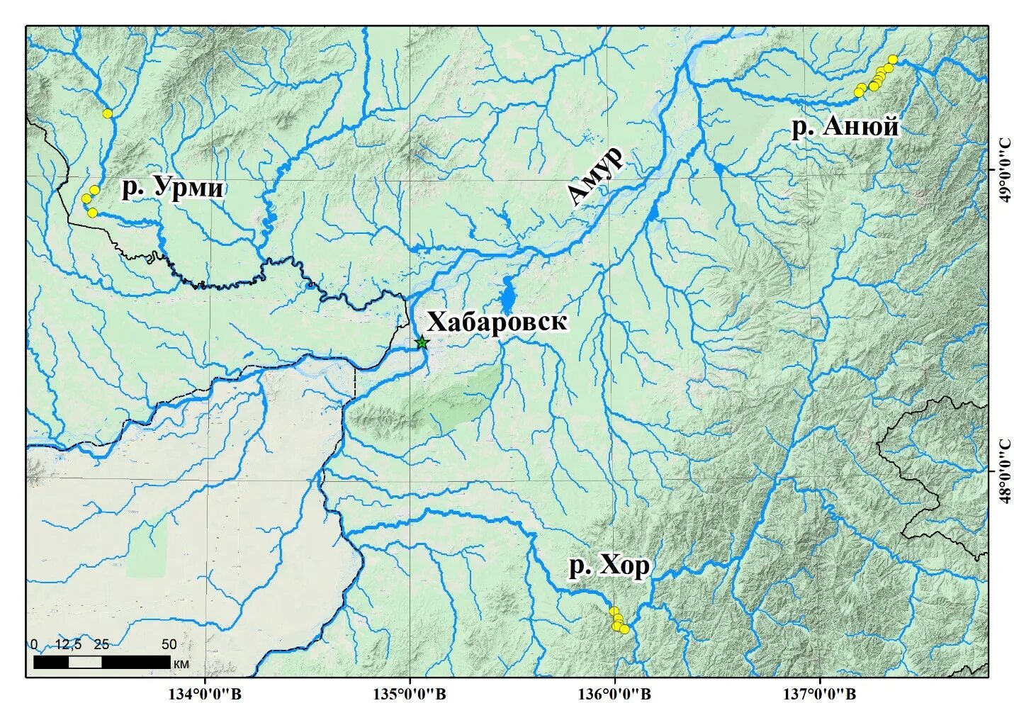 Карта рек фото ХабаровскНИРО - Исследования по оценке численности производителей кеты осенней н