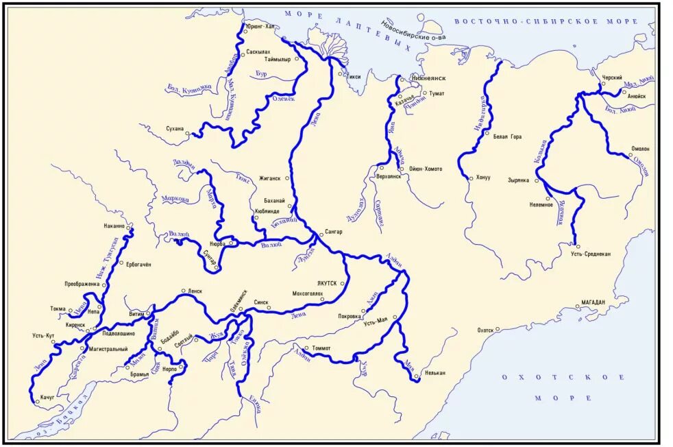 Карта рек фото Равнины и горы России. Моря, озёра и реки России.