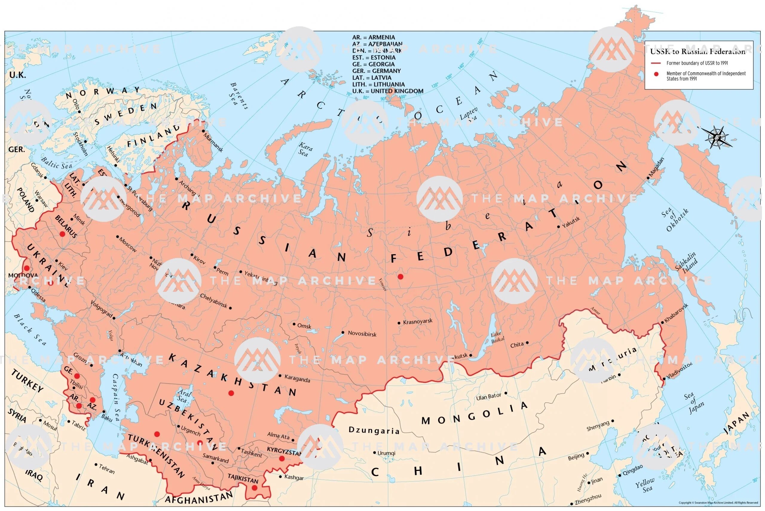 Карта ссср фото USSR to Russian Federation 1991 - The Map Archive - AtoAllinks