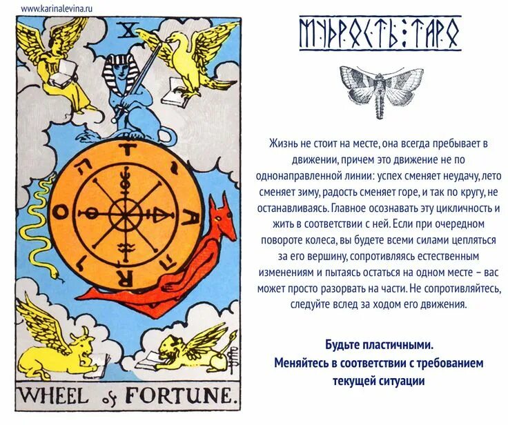 Карта таро колесо фортуны фото Совет от таро. Колесо Фортуны. www.karinalevina.ru Tarot reading, Tarot cards ma