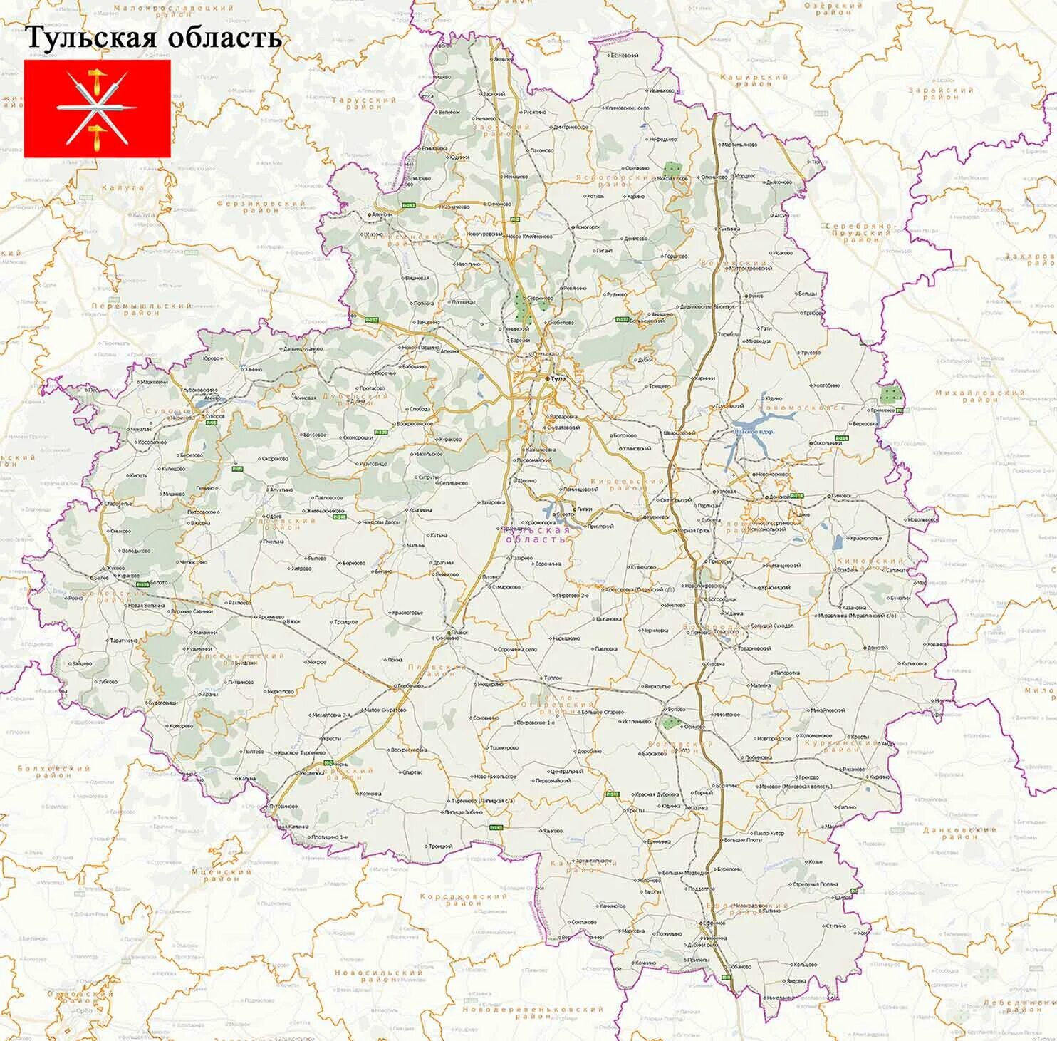 Карта тульской области фото Карта Тульской области