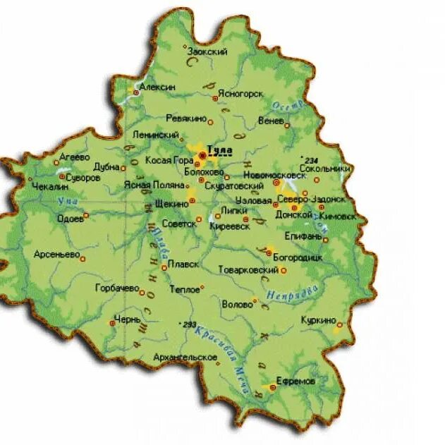 Карта тульской области фото Картинки КАРТА РАЙОНОВ ТУЛЬСКОЙ ОБЛ