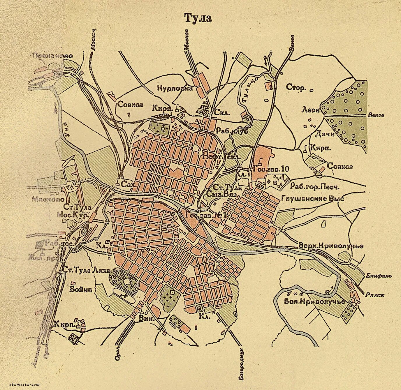 Карта тулы фото домов Scheme of Tula. Atlas of the Moscow region 1933.