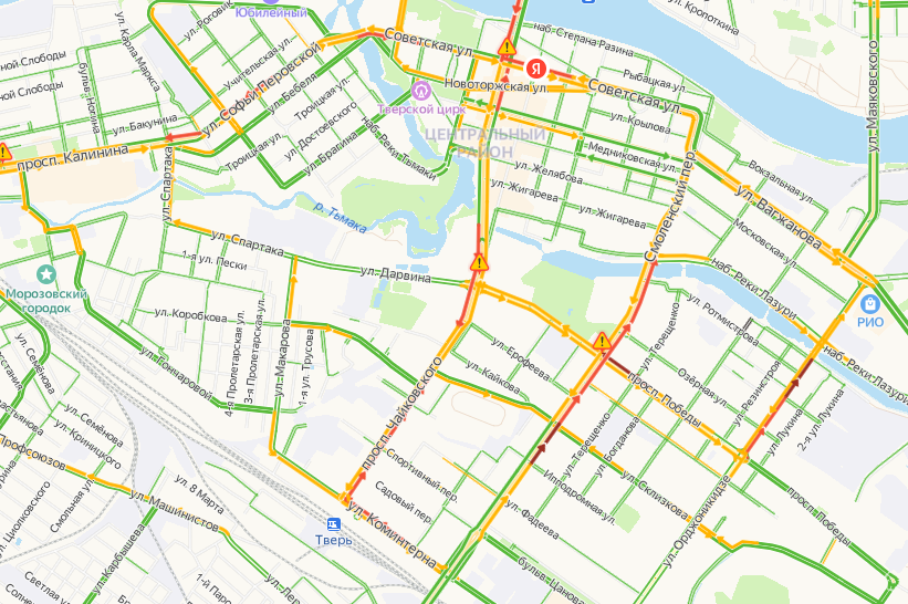 Карта тверь фото Первый рабочий день после каникул: Тверь встала в пробках АиФ Тверь