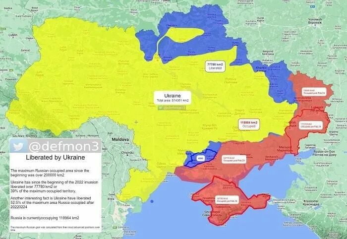Карта украины сегодня 2024 фото Ukraine has freed 52% of territories that were occupied by RF since February 24t