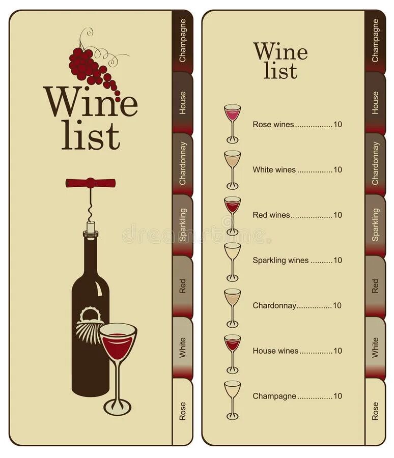 Карта вин фото Menu of wine stock vector. Illustration of clip, corkscrew - 34249439