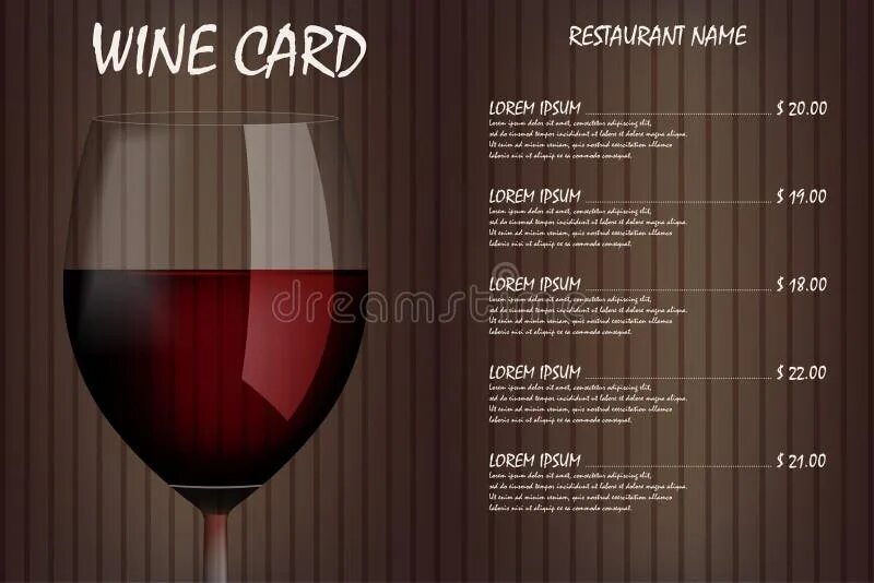 Карта вин фото Wine Card Menu Design with Realistic Glass. Restaurant Wine List Drink Menu, Red