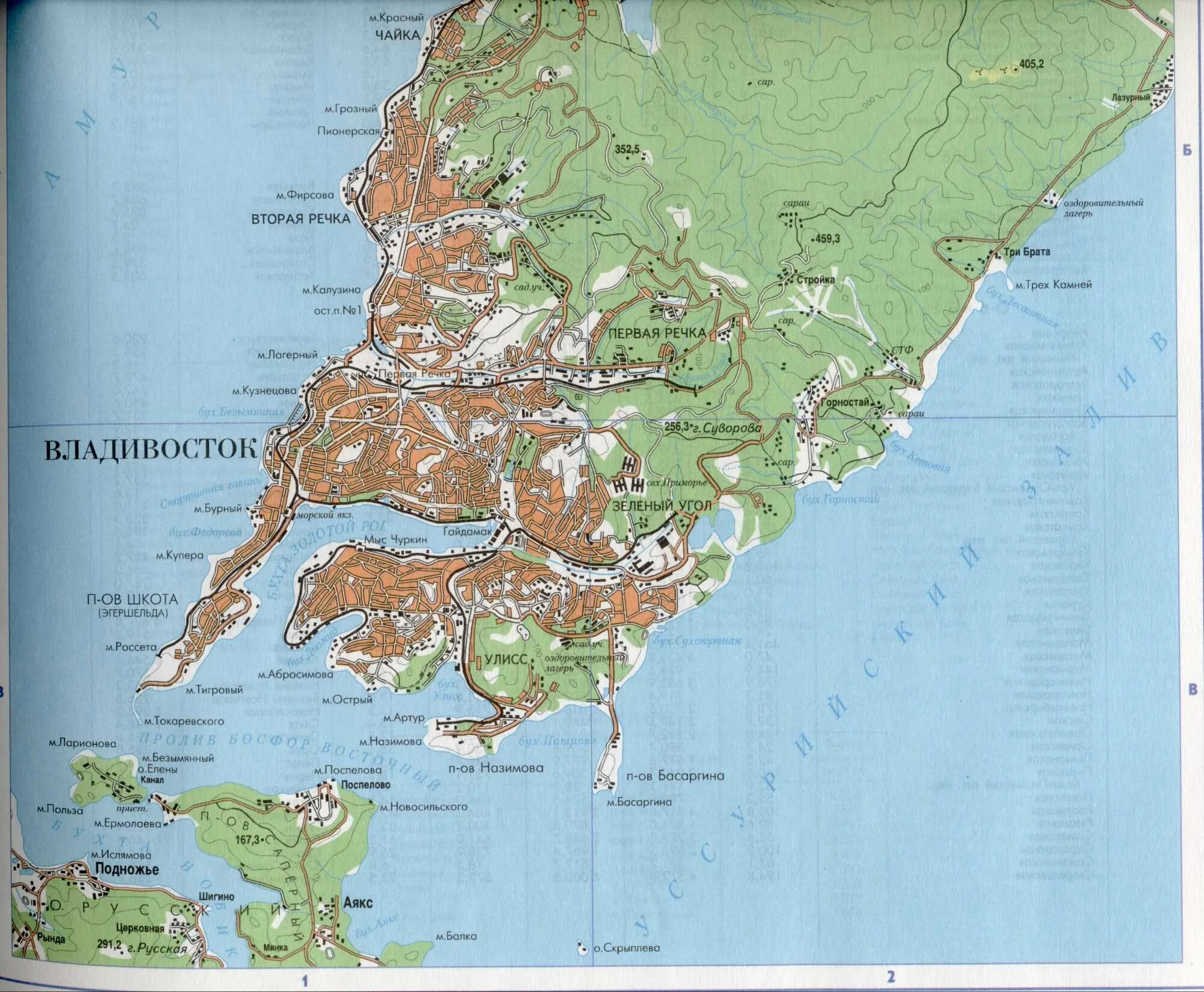 Карта владивостока фото Карты Владивостока (Россия). Подробная карта Владивостока на русском языке с оте