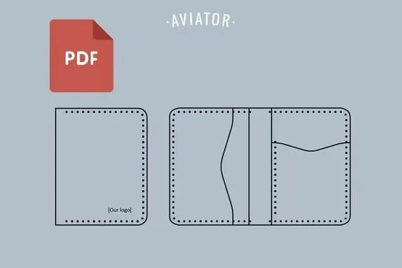 Картхолдер из кожи выкройка с размерами Pdf Mini Wallet Classc Template Simple Wallet Card E34 Leather patterns template