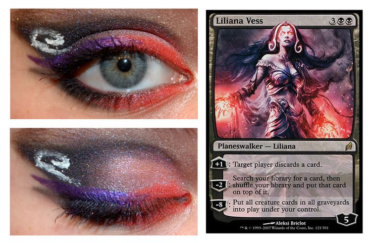 Карти макияж My favorite magic character is Liliana so I def love her makeup:) Makeup, Makeup