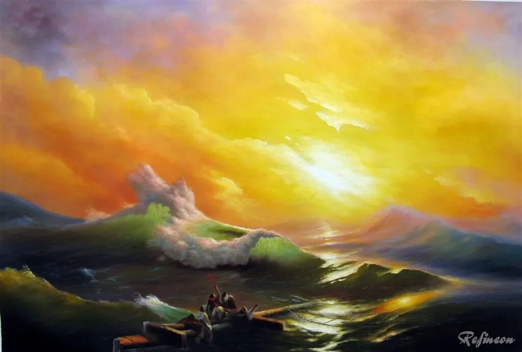 Картина 9й вал айвазовского фото Ivan Aivazovsky Oil Painting Repro The Ninth Wave Kitchen Abstract Landscape Hom