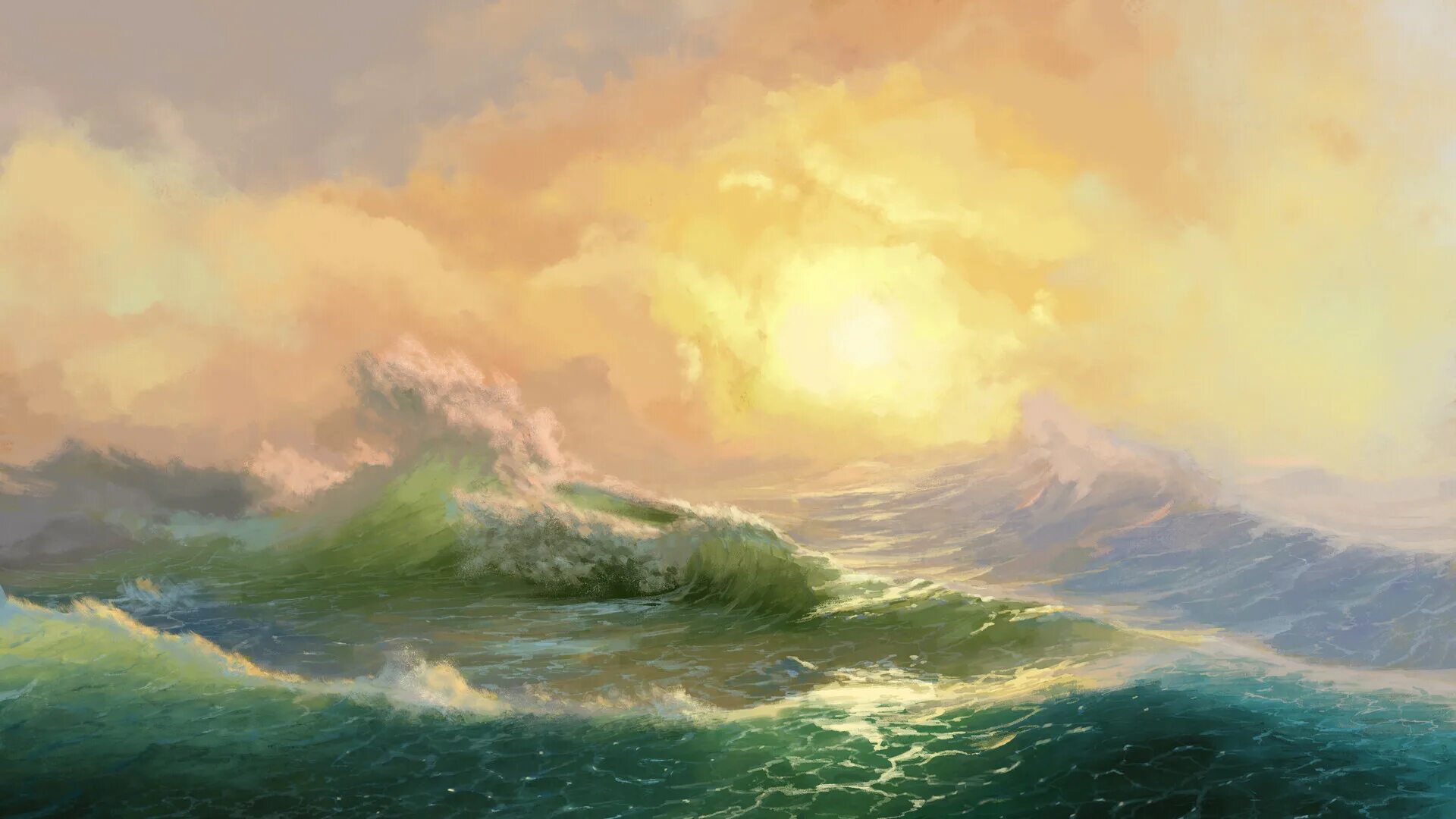 Картина айвазовского девятый вал фото высокого разрешения ArtStation - Aivazovsky "The ninth wave" study
