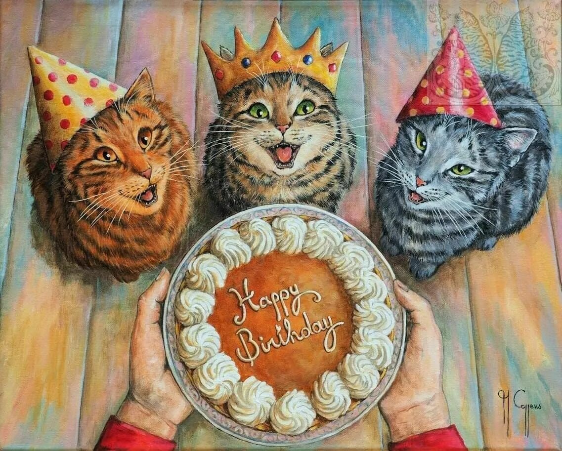 Картина фото с днем рождения Pin on cats Cat birthday greetings, Cat birthday, Cat birthday card