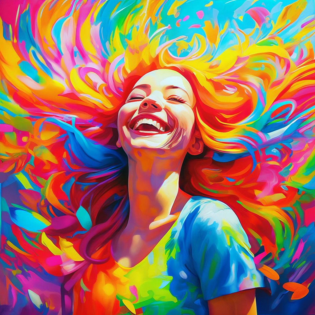 Картина красками по фото "Happiness, bright colors, ." - image created in Shedevrum