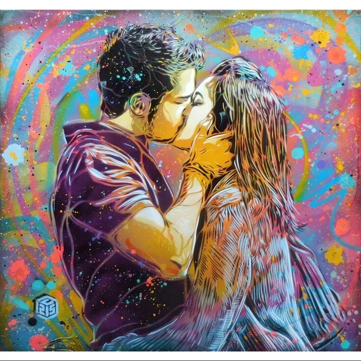 Картина красками по фото Toile de C215 Murals street art, Street art love, Street art