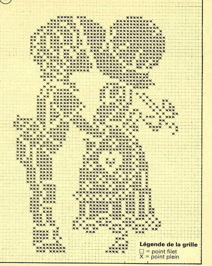 Картина крючком схемы Филейная сетка. Схемы к 14 февраля - вяжем пары Ольга вяжет Дзен