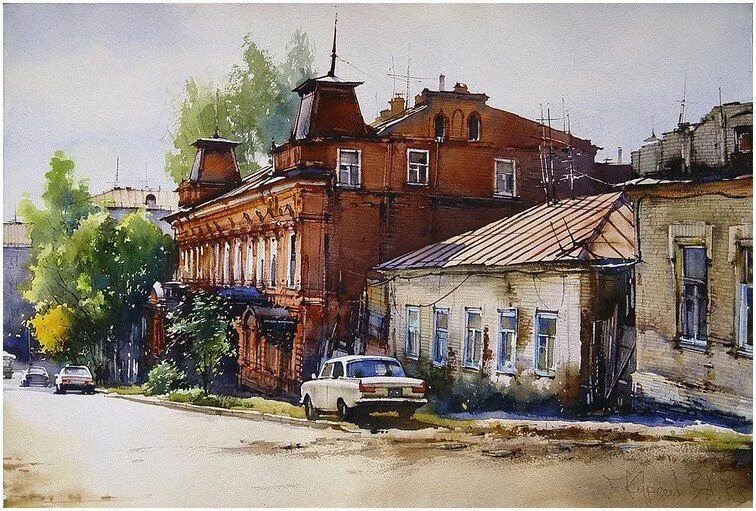 Картина маслом тарская ул 20 фото Вячеслав Курсеев. Пейзажи, Пленэр, Городской пейзаж