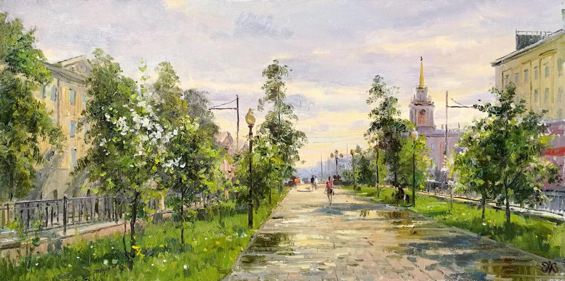 Картина маслом тарская ул 20 фото Картина Главный проспект. Май, художник Алексей Ефремов