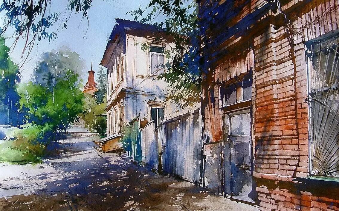 Картина маслом тарская ул 20 фото Pin on Aquarelle Landschaften Watercolor landscape paintings, Landscape painting