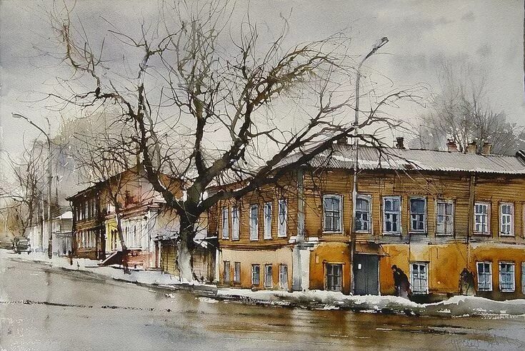 Картина маслом тарская ул 20 фото Pin by Елена Седова on Акварели Winter landscape painting, Urban painting, Lands