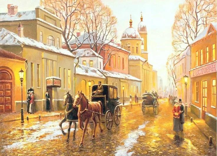 Картина маслом тарская ул 20 фото Схема вышивки "Городской пейзаж" - Вышивка крестом Cityscape painting, City draw