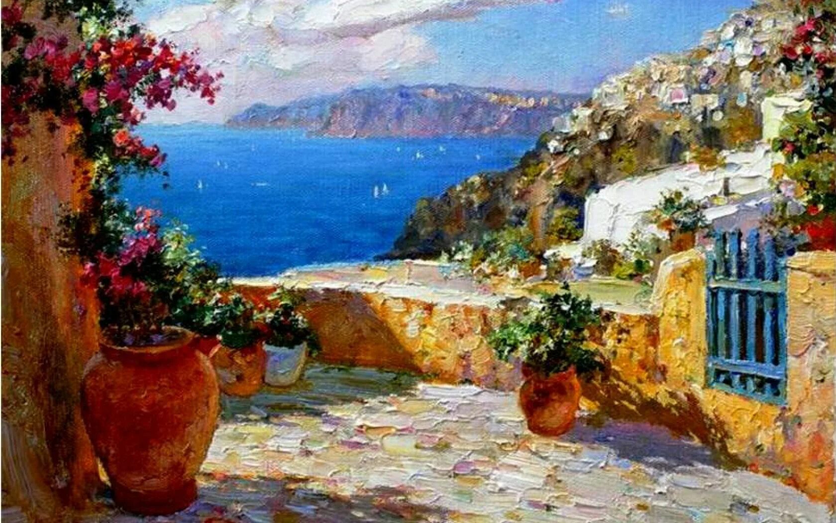 Картина маслом тарская ул 20 фото Andalusia - Desktop Nexus Wallpapers Mediterranean art, Art painting, Painting