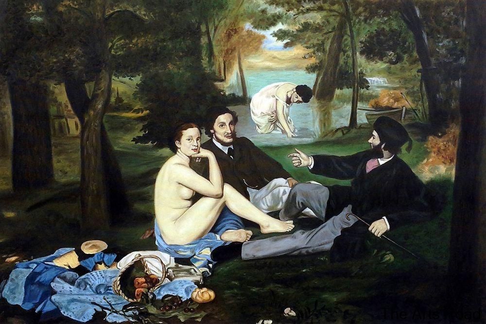 Картина моне завтрак на траве фото Luncheon on the Grass, 1863 by Edouard Manet Painting Canvas Art Pictures Handpa