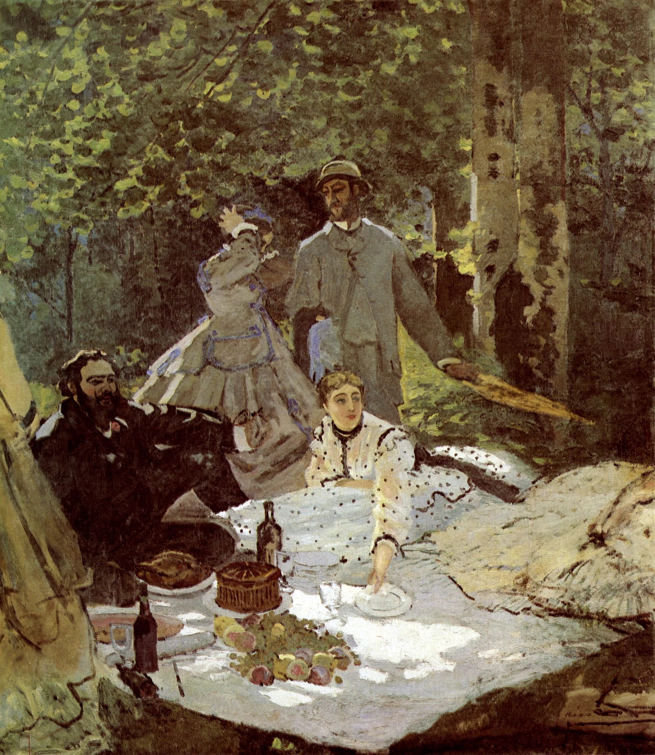 Картина моне завтрак на траве фото Файл:Le Déjeuner sur l'herbe - Monet (Middle fragment, Musée d'Orsay).jpg - Вики