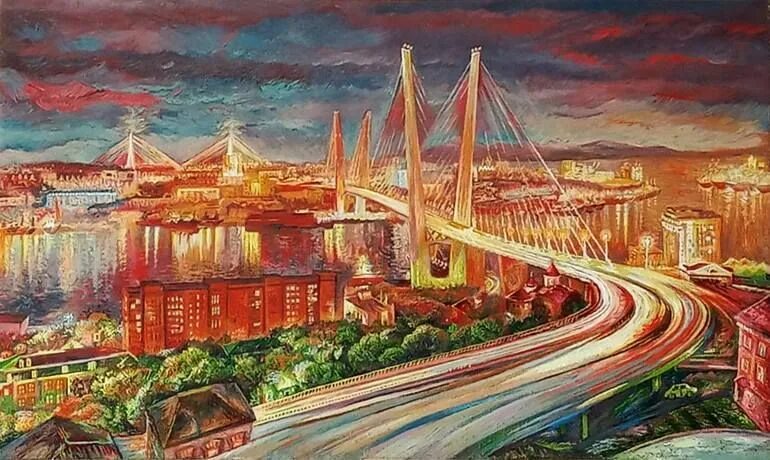Картина по фото владивосток Original Seascape Painting by Anna Osadchuk Impressionism Art on Canvas Vladivos