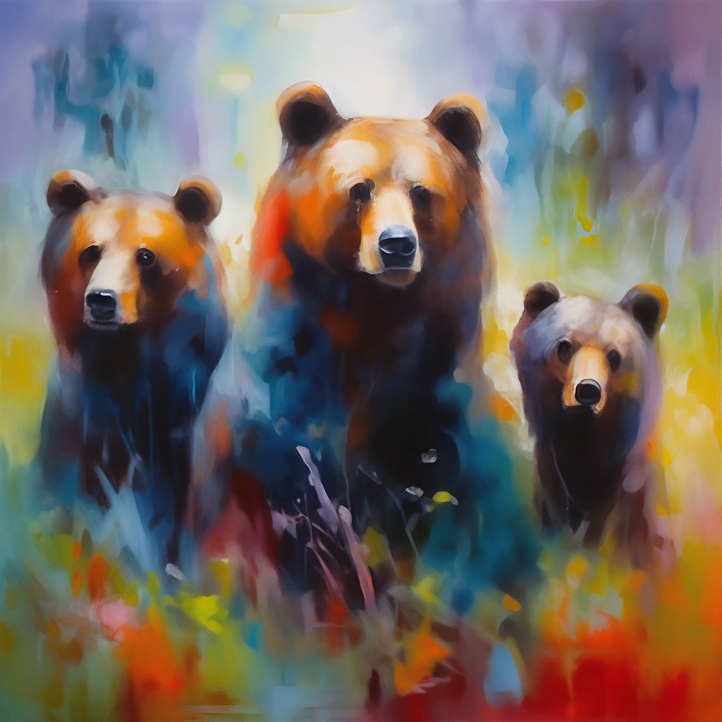 Картина три медведя фото "Painting " three bears "" - image created in Shedevrum