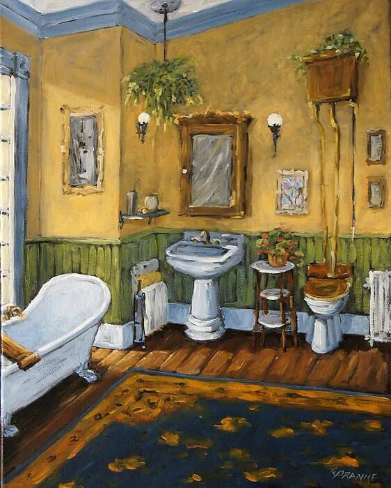 Картина в интерьере ванной Victorian Bathroom by Prankearts by Richard T Pranke Painting, Victorian bathroo