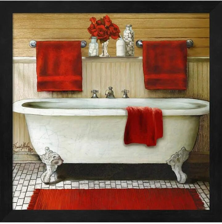 Картина в ванной комнате фото Metaverse Soft Touch I by Posters International Studio Framed Art Bathroom red, 