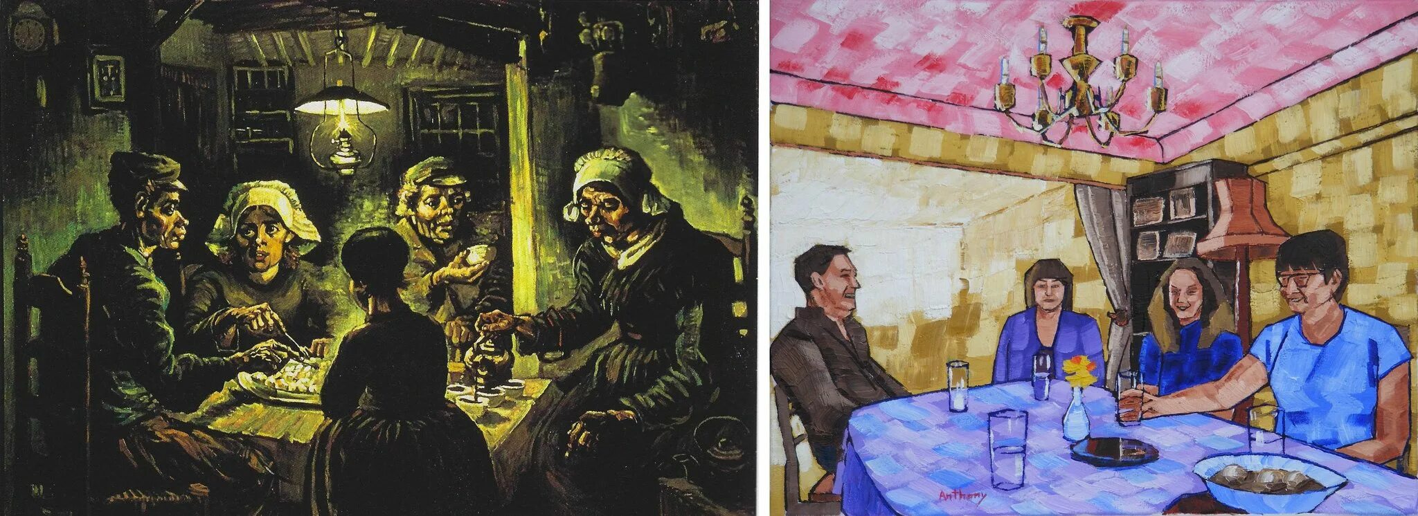 Картина ван гога едоки картофеля фото The Potato Eaters by Van Gogh 1885 and New Potato Eaters by Anthony D. Padgett 2