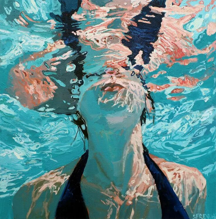 Картина воды фото Breathing at the surface III, 20x20", Oil on canvas, 2013/14 - Sold Water art, U