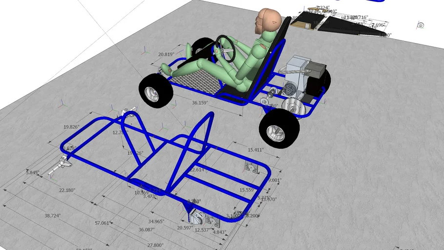 Картинг своими руками чертежи 3D Warehouse Go kart frame, Go kart frame plans, Homemade go kart