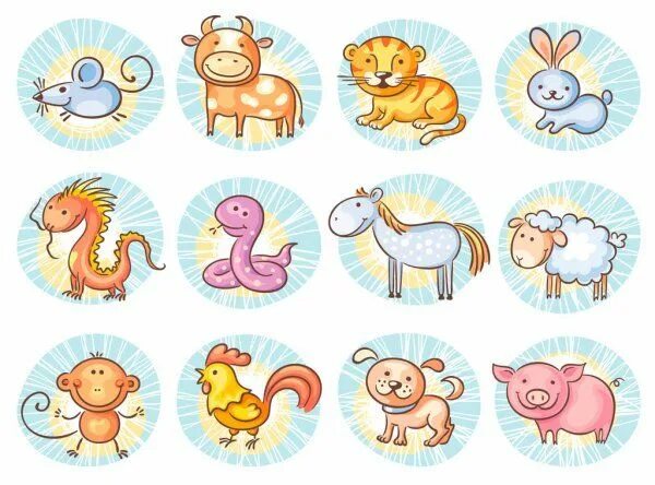 Картинка 12 животных Vetores semelhantes a 48909183 Animals set Chinese calendar, Chinese zodiac sign