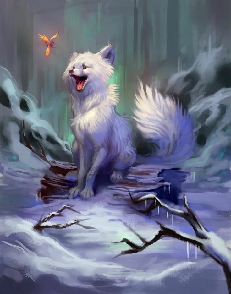 Картинка фэнтези животные Arctic Fox by TehChan.deviantart.com on @DeviantArt Arctic fox art, Fox artwork,