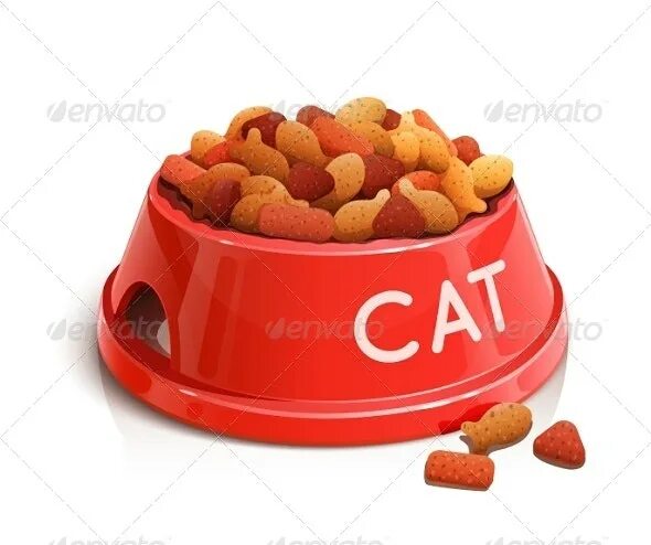 Картинка корм для животных Bowl with Cat Feed, Vectors GraphicRiver