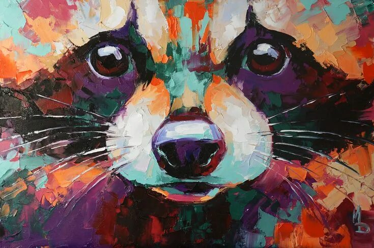 Картинка красками животных Енот / Racoon 40x60 on Behance Abstract animal art, Art painting, Art