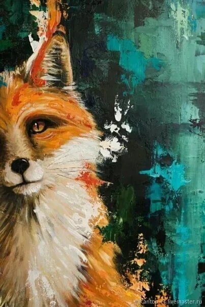 Картинка красками животных Fox Artwork: Beautiful Painting of a Fox