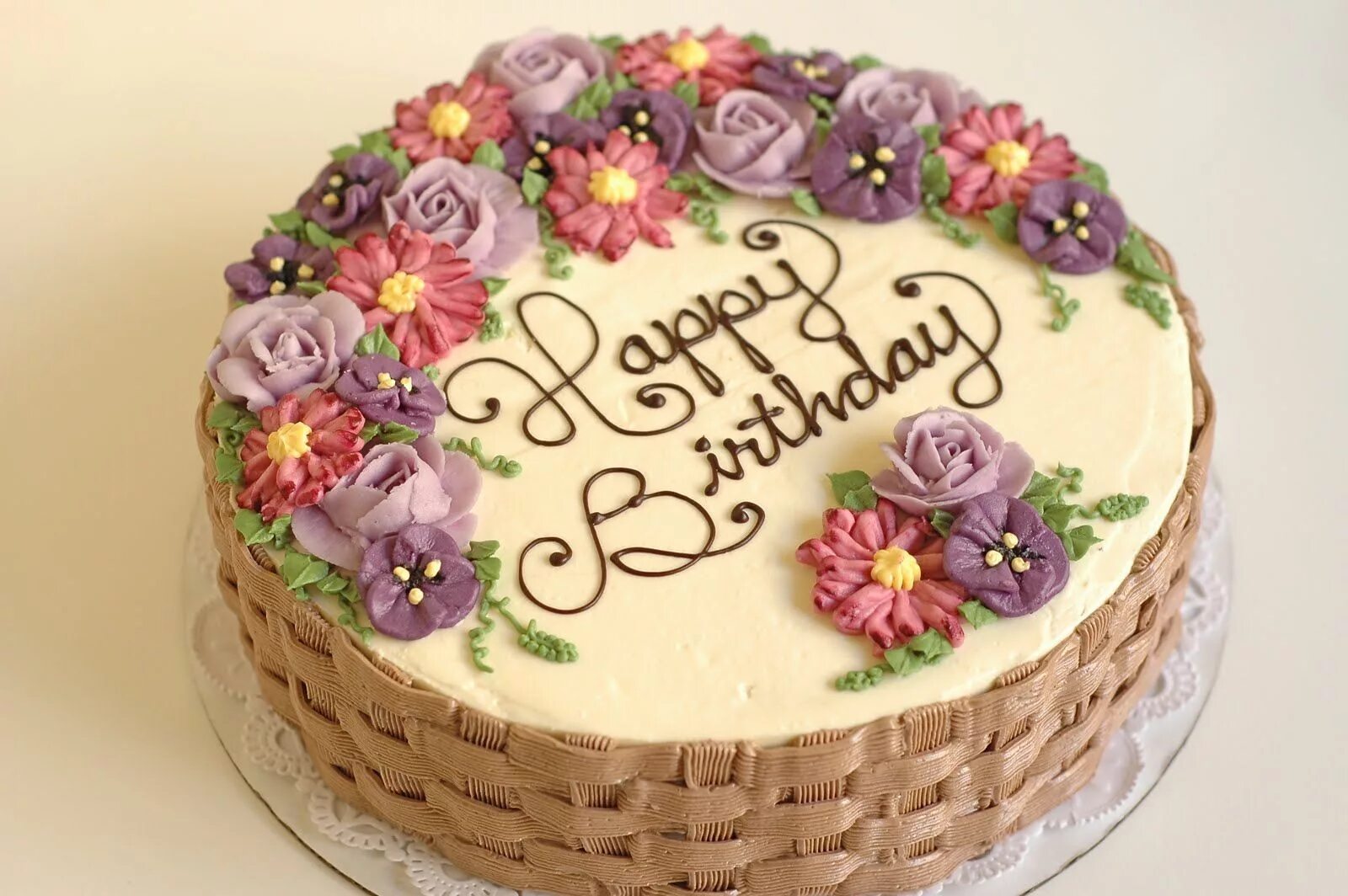 Картинка на торт с днем рождения Flower Arranging and Basket Weaving? Celebration cakes, Cake decorating designs,