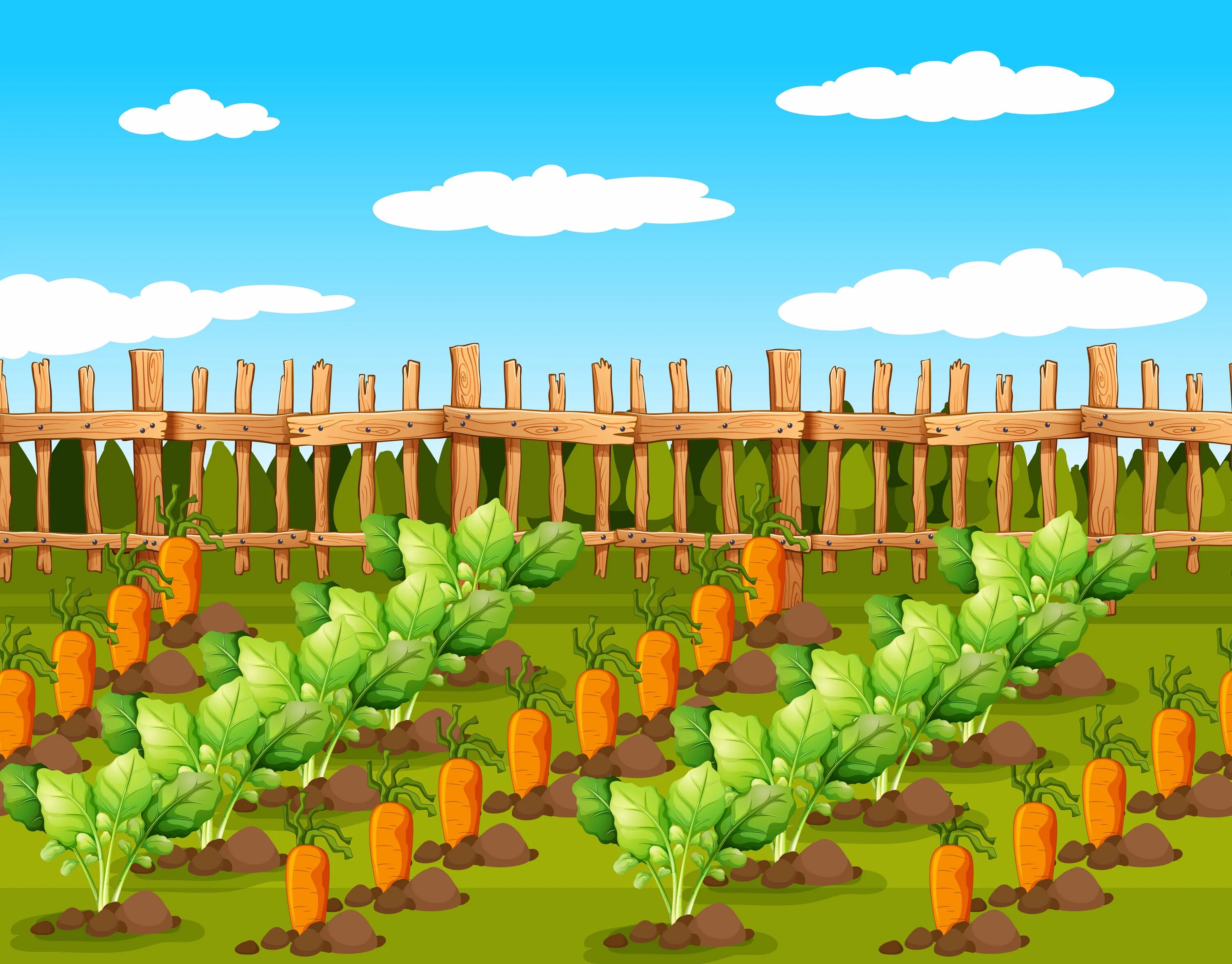 Картинка огорода и животных Field of food crops 299494 Vector Art at Vecteezy