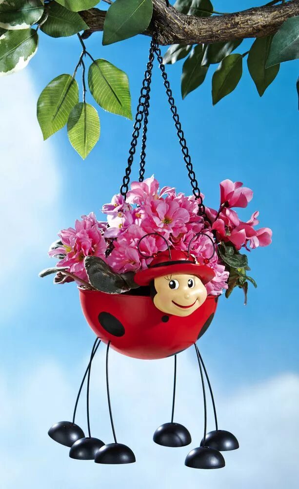 Картинка позитивного дня смешная NEW IN DDC-GIFT SHOP!**--Ladybug Hanging Garden Planter Decoration!! So cute! ht