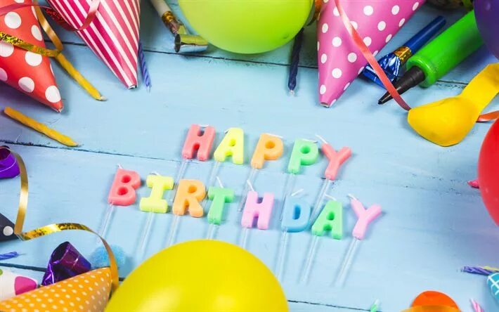Картинка с днем рождения 1 Download wallpapers Happy Birthday, candles, multi-colored inflatable balls, fes