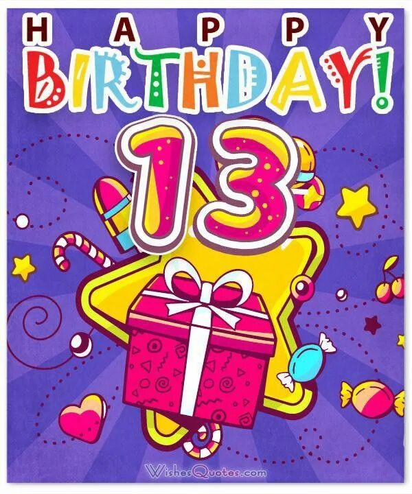 Картинка с днем рождения 13 лет Pin by Brenda Brown on Stuff 10 13th birthday wishes, Happy 13th birthday, Happy