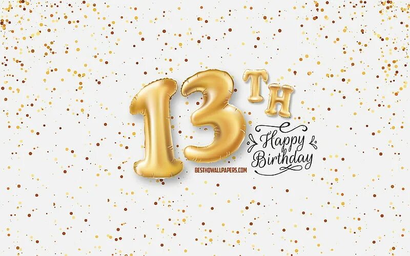 Картинка с днем рождения 13 лет 375x667px, free download 13th Happy Birtay, 3d balloons letters, Birtay backgrou