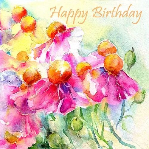 Картинка с днем рождения акварель женщине Greetings Cards Prints Gift Wrap Happy birthday greetings, Happy birthday birds,